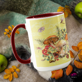 Vintage Akvarell Svamp Botanik Mugg