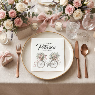 Vintage akvarellblommor cykel pappersservett