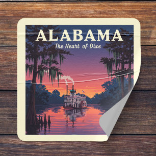 Vintage Alabama Fyrkantigt Klistermärke