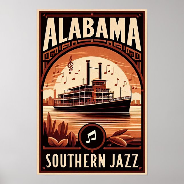 Vintage Alabama Jazz Riverboat Poster (Framsidan)