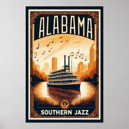 Vintage Alabama Jazz Riverboat Poster