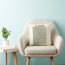 Vintage Alabama Karta Pillow Kudde