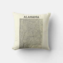 Vintage Alabama Karta Pillow Kudde