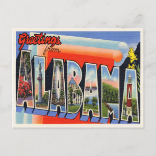 Vintage Alabama Meddelande Vykort