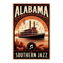 Vintage Alabama Riverboat Poster