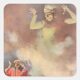 Vintage Aladdin och genien i lampan, Godwin Fyrkantigt Klistermärke