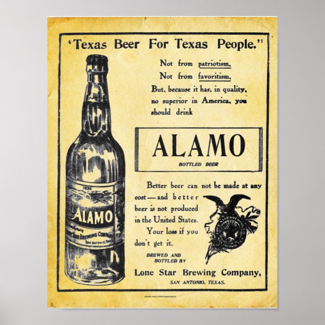 Vintage Alamo Beer Poster Skriv ut (Framsidan)