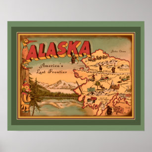 Vintage Alaska ’Borttappad Frontier’ Poster