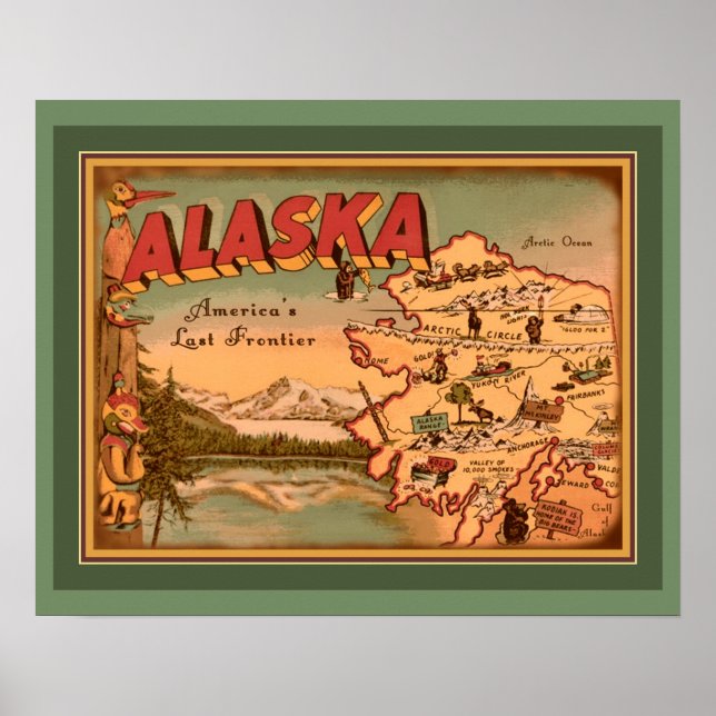 Vintage Alaska ’Borttappad Frontier’ Poster (Framsidan)
