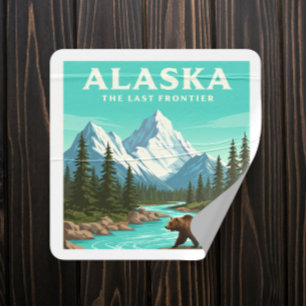 Vintage Alaska Fyrkantigt Klistermärke