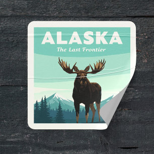 Vintage Alaska Fyrkantigt Klistermärke