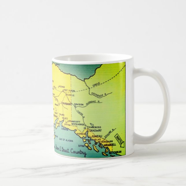 Vintage Alaska Karta - Bering Strait, Nome, Barrow Kaffemugg (Höger)