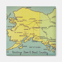 Vintage Alaska Karta - Bering Strait, Nome, Barrow