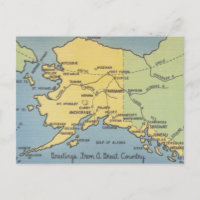 Vintage Alaska Karta - Bering Strait, Nome, Barrow