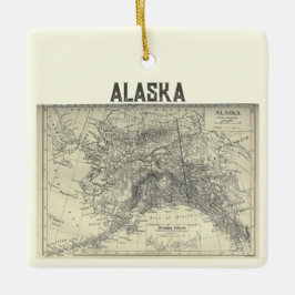 Vintage Alaska Karta Julgransprydnad Keramik