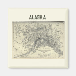 Vintage Alaska Karta Magnet