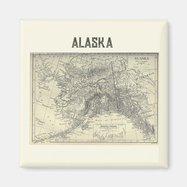 Vintage Alaska Karta Magnet (Framsidan)