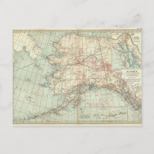 Vintage Alaska Karta Vykort