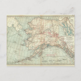 Vintage Alaska Karta Vykort