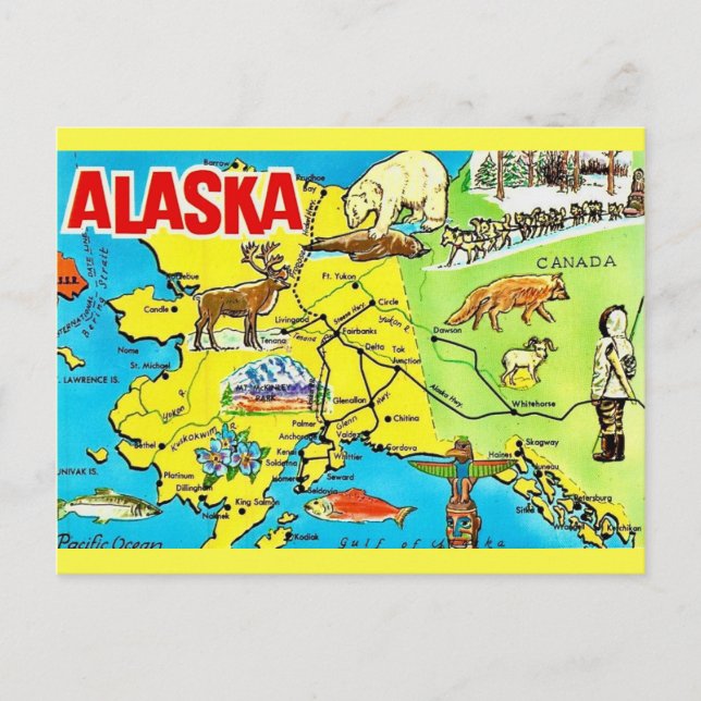 Vintage Alaska Kartpostkort Vykort (Framsida)