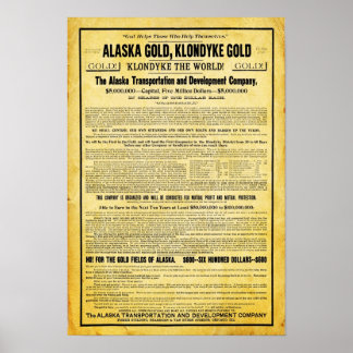 Vintage Alaska Klondike Guld Rush Travel Poster