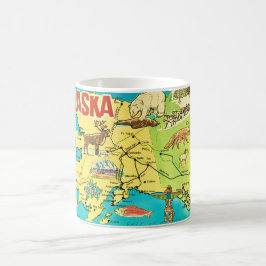 Vintage Alaska Map Postcard Mug Kaffemugg