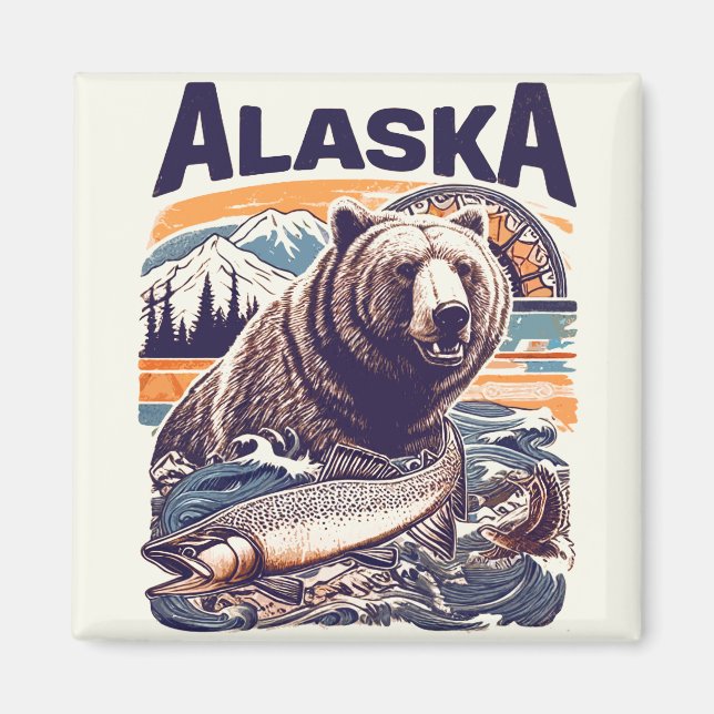 Vintage Alaska Nature Magnet (Framsidan)
