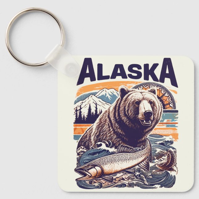 Vintage Alaska Nature Nyckelring (Framsida)