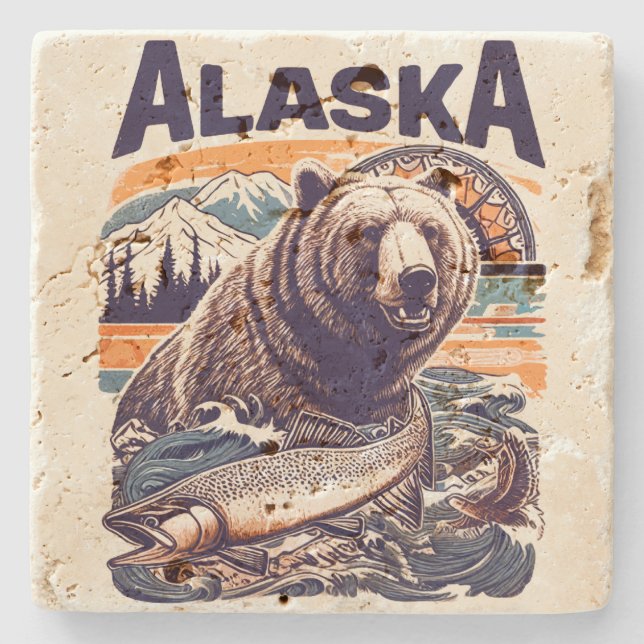 Vintage Alaska Nature Stenunderlägg (Framsidan)