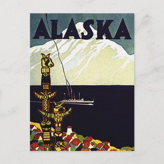 vintage alaska poster vykort (Framsida)