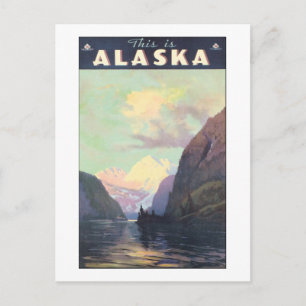 Vintage Alaska Poster Vykort