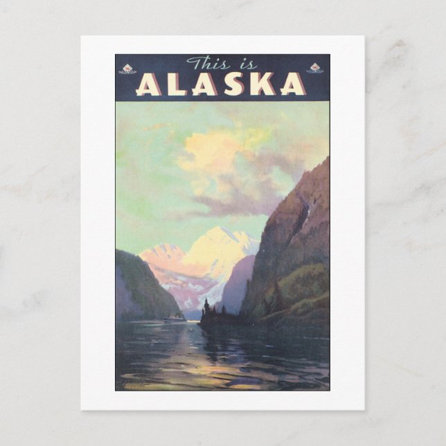 Vintage Alaska Poster Vykort (Framsida)