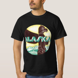 Vintage Alaska Resa Totempål Örn Fågel T Shirt