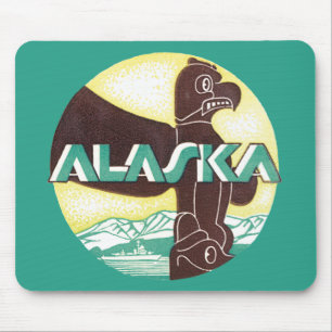 Vintage Alaska Resa Totempåle Örn Fågel Musmatta