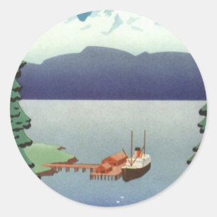 Vintage Alaska-resemål för resor, naturskön landsk Runt Klistermärke