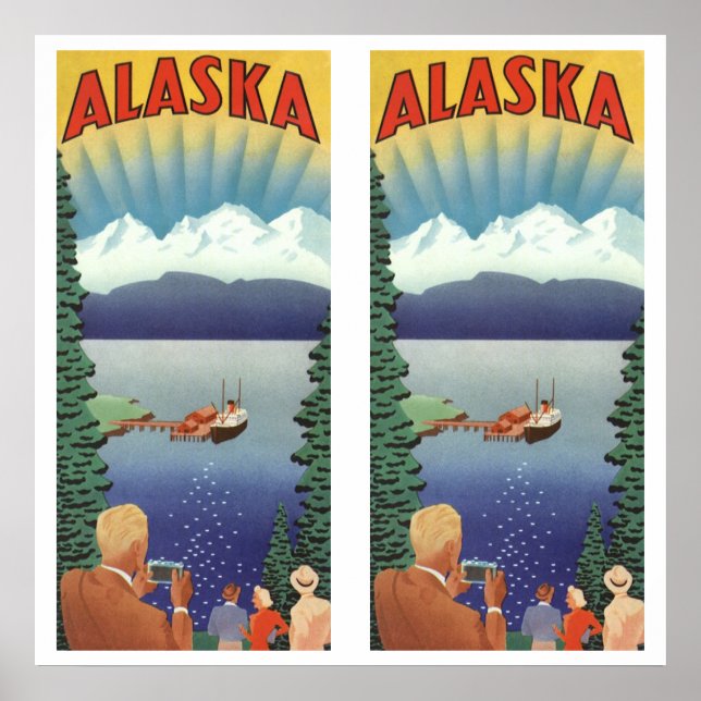Vintage Alaska resemålning affisch konst, naturskö (Framsidan)
