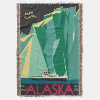 Vintage Alaska resemålning affischkonst, Taku Glac