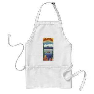 Vintage Alaska-resemålning, naturskön landskap Förkläde