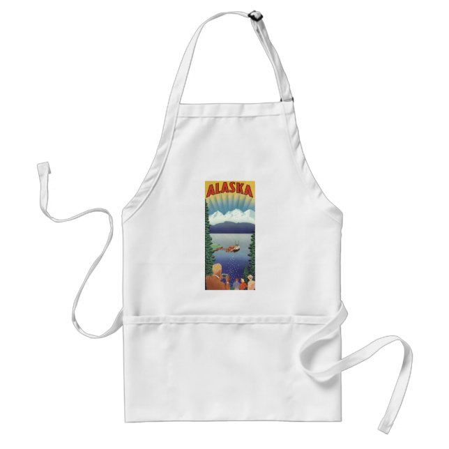Vintage Alaska-resemålning, naturskön landskap Förkläde (Framsidan)