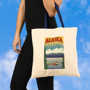 Vintage Alaska-resemålning, naturskön landskap Tygkasse