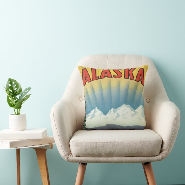 Vintage Alaska Travel Poster Art., Scenlandskap Kudde (Stol)