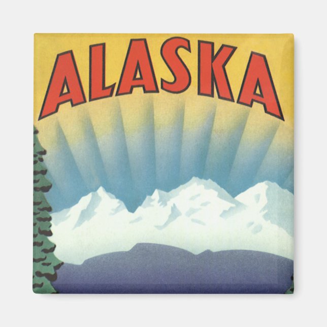 Vintage Alaska Travel Poster Art., Scenlandskap Magnet (Framsidan)