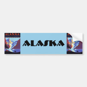 Vintage Alaska Travel Poster, Atlin och Yukon Bildekal