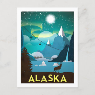 Vintage Alaska Travel Poster Vykort