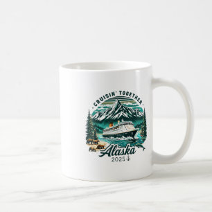 Vintage Alaskakryssningsäventyr 2025 Retro Familj Kaffemugg