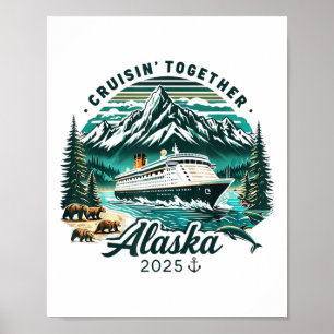 Vintage Alaskan kryssningsäventyr 2025 Retro Famil Poster