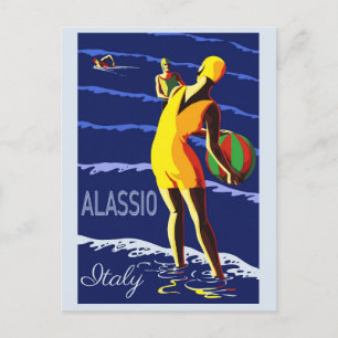 Vintage Alassio Italien Italienska resor Vykort