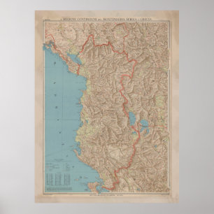 Vintage Albanien Karta (1916) Poster