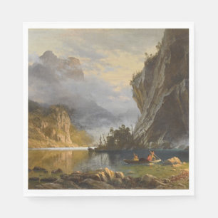 Vintage Albert Bierstadt Indians Spear Fishing Pappersservett