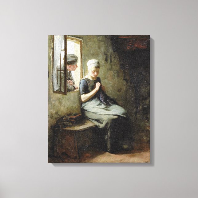 Vintage Albert Neuhuys Fishermans Courtship Canvastryck (Framsida)
